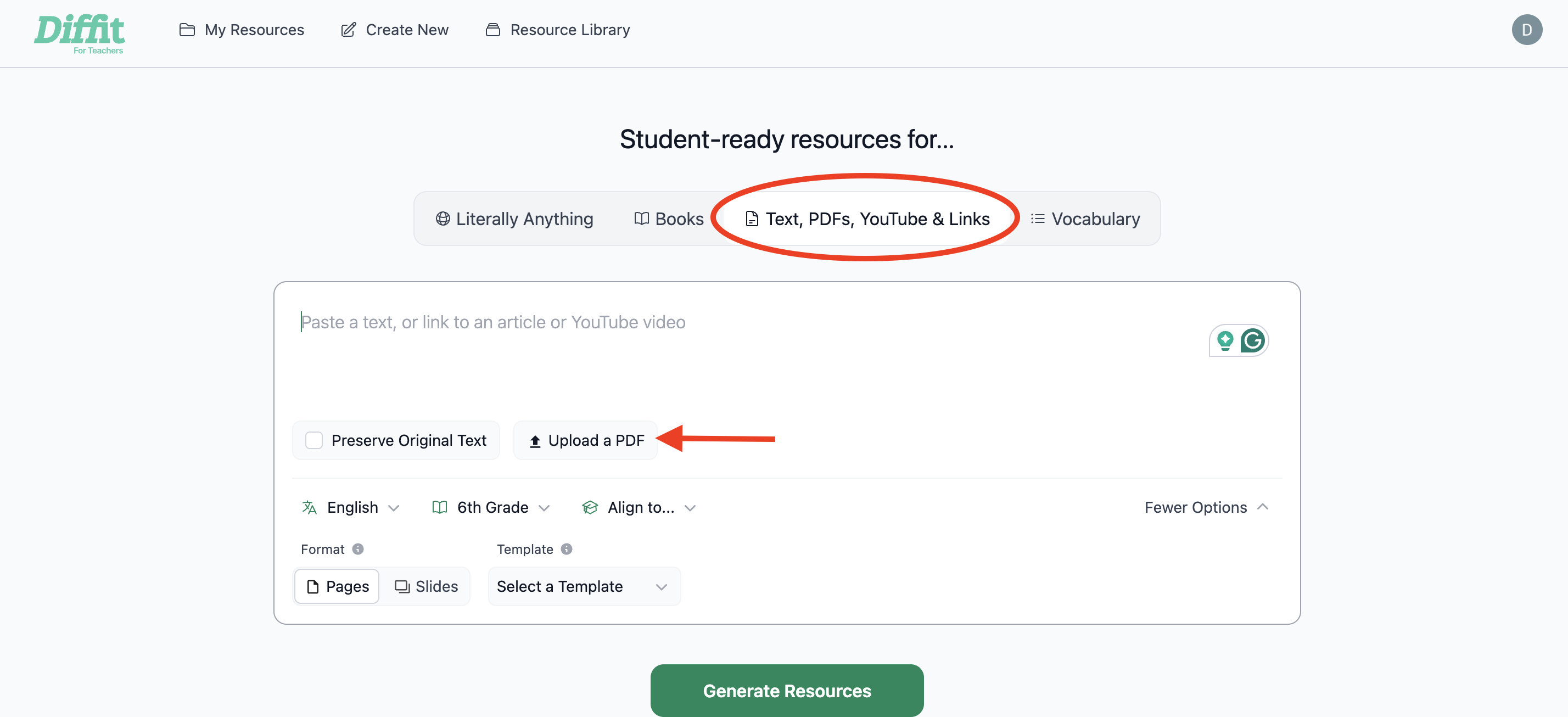 How to upload a PDF to generate a resource – Help Center